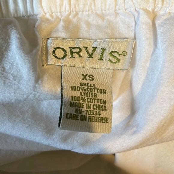 Orvis Vintage 1990s Y2K Retro Style A Line White Floral Cotton Skirt XS - Picture 14 of 15
